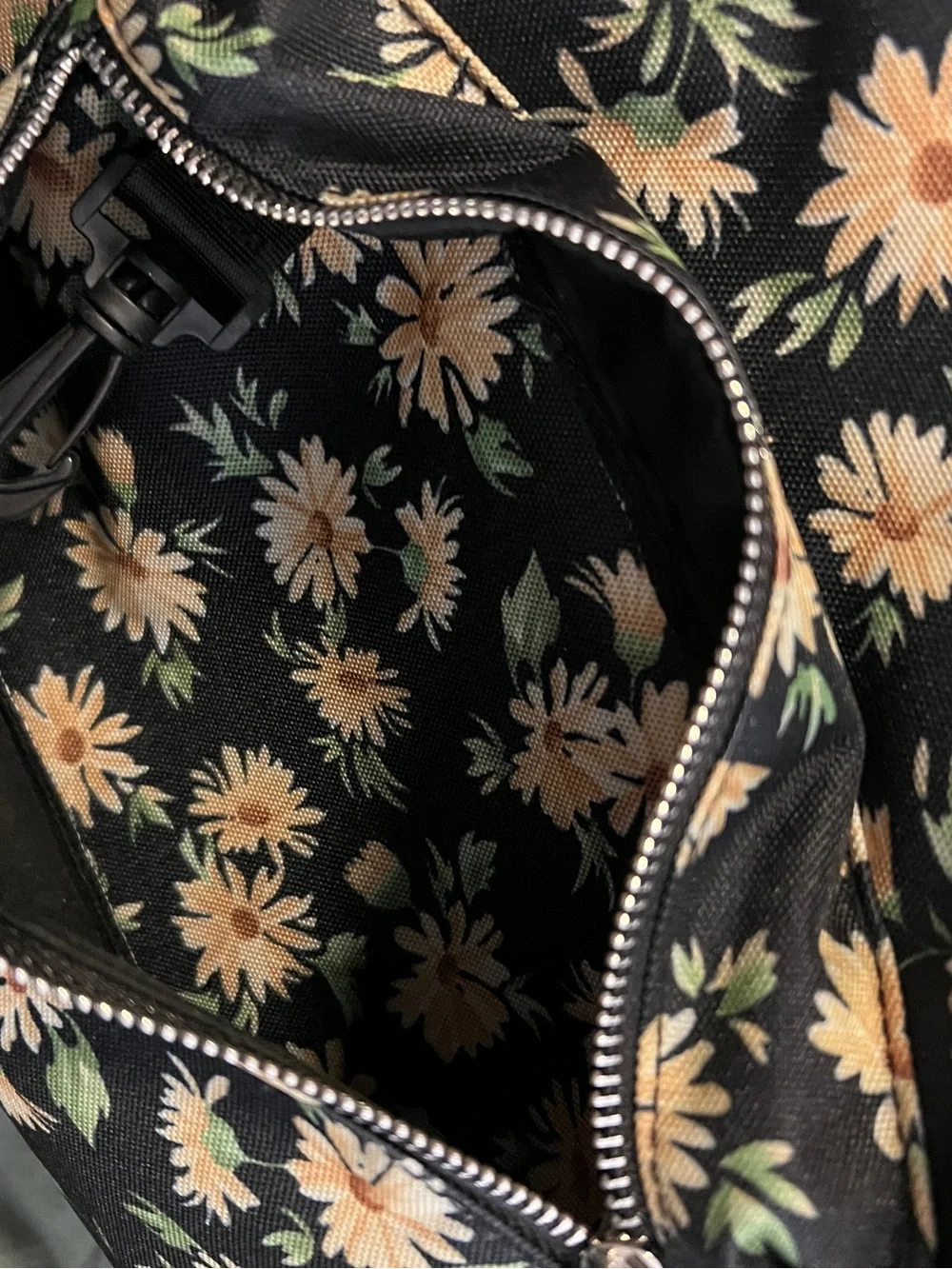 Black Floral lightweight Backpack